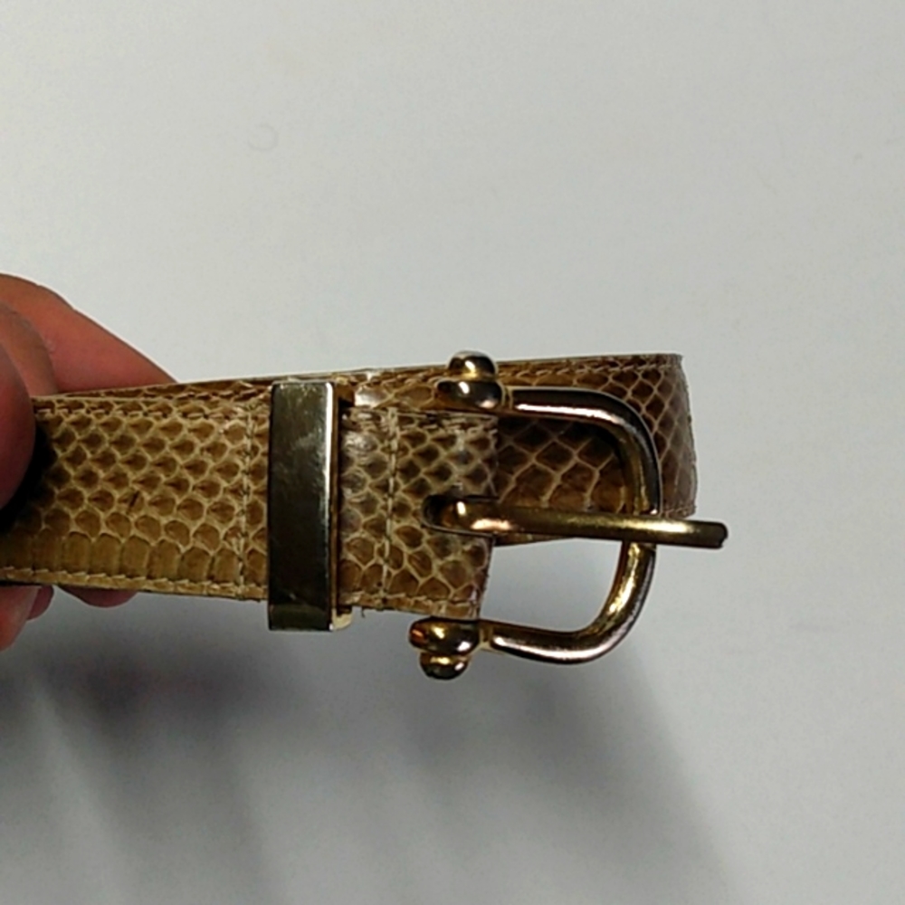 Vintage Tan genuine women's snakeskin belt Jana by Newmark R.O.C M/L